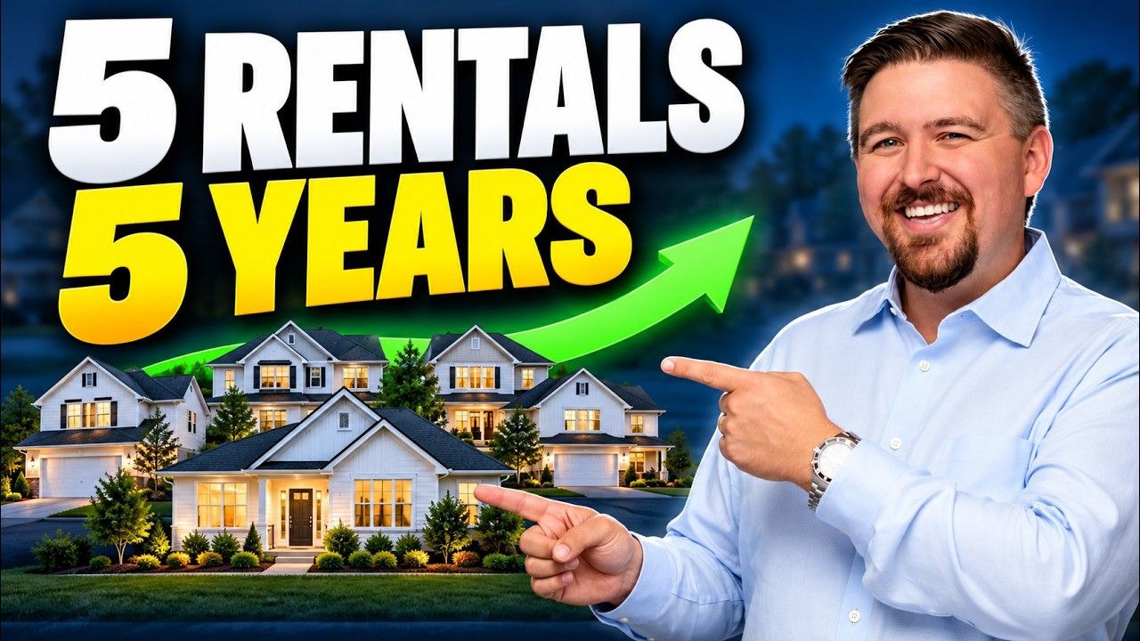 Investor reviewing a plan to buy five rental properties in five years using house hacking, BRRRR, and turnkey strategies